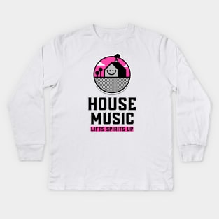 HOUSE MUSIC - Lifts You Up (pink/black) Kids Long Sleeve T-Shirt